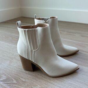 Target Cream Perforated Ankle Booties - 2 inch block heel